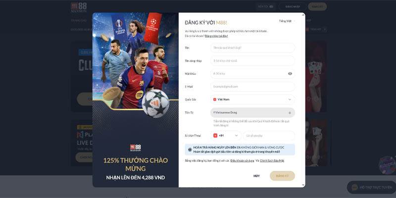 Hướng dẫn đăng ký M88